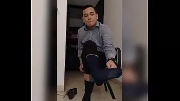play Colombian shows her sheer stockings after work, for worship